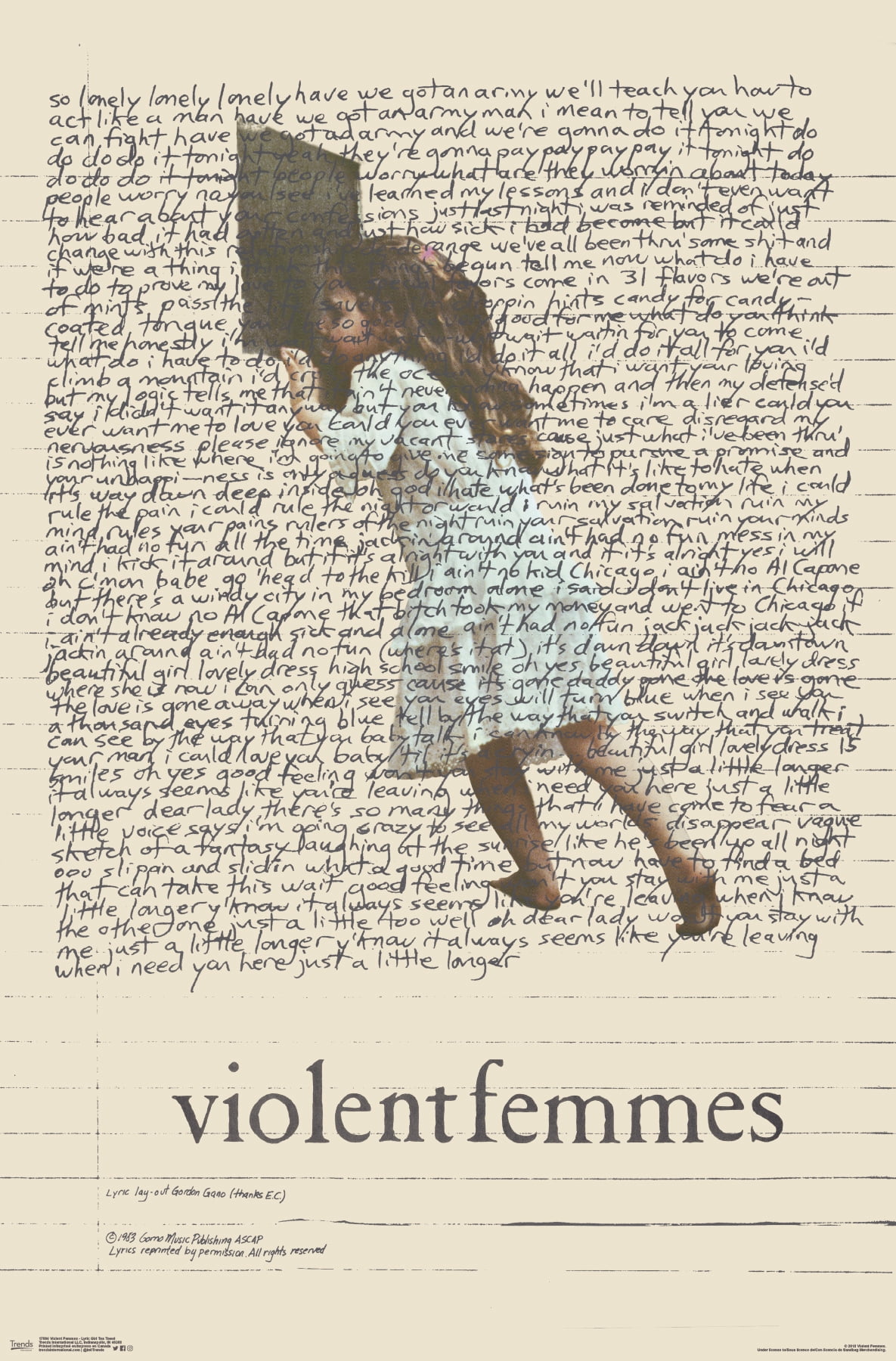 Violent Femmes - Lyric Girl Tea Towel Wall Poster, 22.375" x 34"