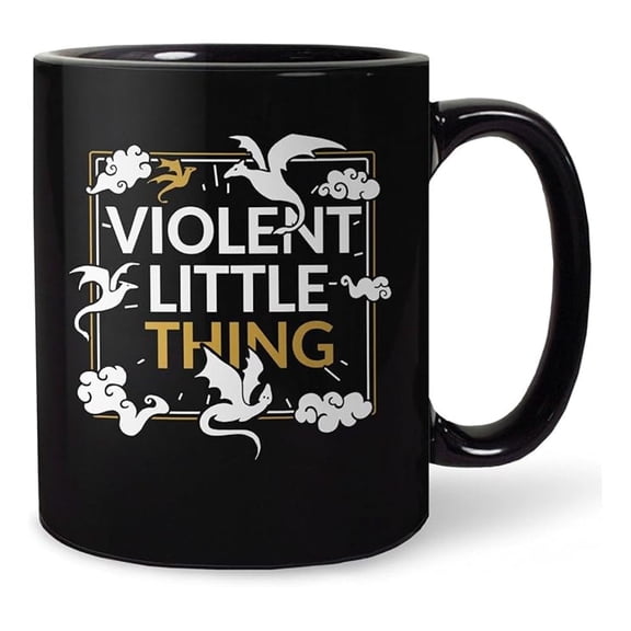 Violent Little Thing Mug, Fourth Wing Coffee Mug, 11oz Black Ceramic Coffee Cup, with Funny Saying and Book Cover Graphic