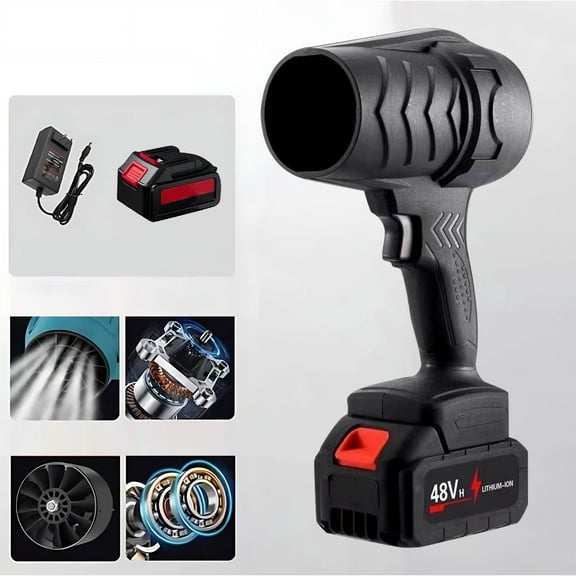 Violent Turbo Fan High Speed Blower, 130,000 RPM Wireless Handheld Blower, 210KM/H Strong Wind for Outdoor Car Wash, Dusting, Snow Blower, 6-Speed with 6000mAh Battery (Black)