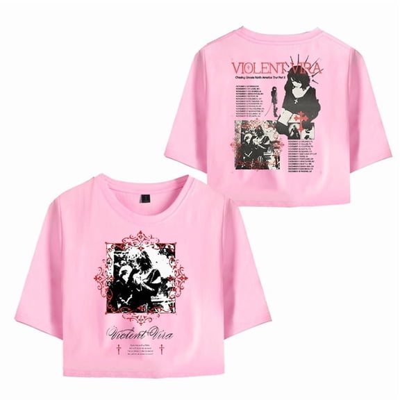 Violent Vira 2025 Tour Merch T-Shirt For Women&Girls Midriff Short Sleeve Summer Clothing Vest Tee
