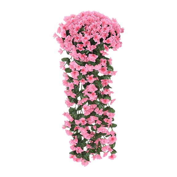 Violet Artificial Hanging Flowers for Outdoors Indoors - 4 Bouquets Silk Fake Flowers with Green Leaves, Luxuriant Home Wedding Garden Decor, Wind-Resistant Vines for Patio Fence Wall Decor