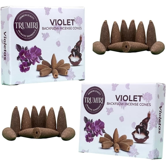 Violet Backflow Incense Cones - Total 20 Incense Cones Waterfall - Dual Pack of 10 Incense Backflow Cones - Waterfall Incense Cones - Incense Waterfall Cones