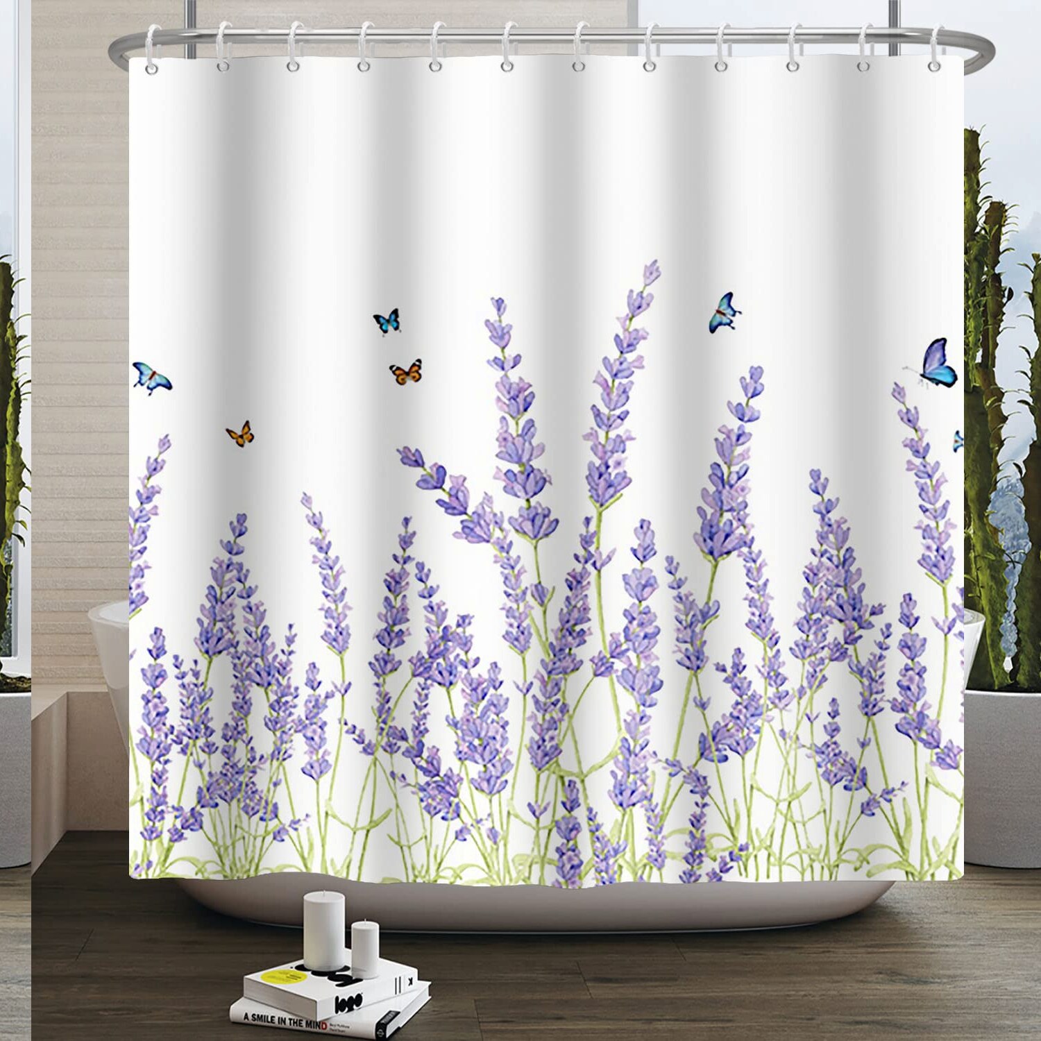 Violet Bliss Lavender Shower Curtain NatureInspired Floral Design