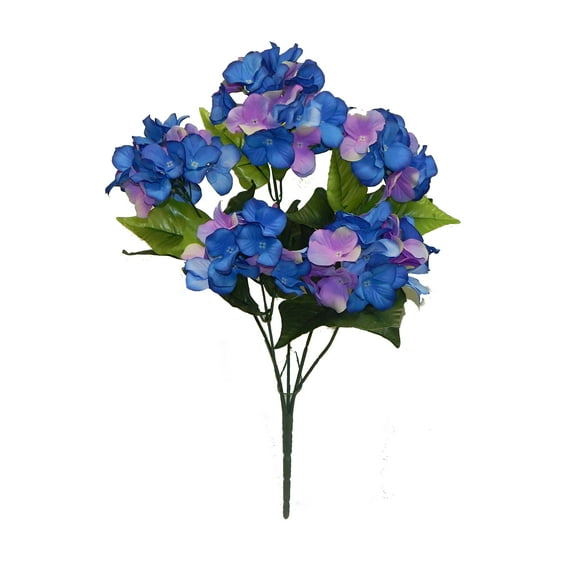 Violet Blue Hydrangea 21in Artificial Polysilk Faux Fake Flower Bush for Craft Home Garden Outdoor Bouquet Arrangement Ceremony Wedding Arch Floral Wall Aisle Decor (Lavender Blue, Set of 2)
