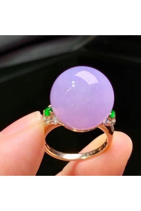 Violet Chalcedony Ball Ring For Women Rosegold Plated Copper Adjustable Size Jewelry Elegant Accessory Modern