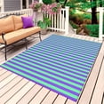 thumbnail image 1 of Violet Color Outdoor Rug for Patio/Deck/Porch, Non-Slip Large Area Rug 5 x 7 Ft, Geometric Green Vertical Striped Modern Indoor Outdoor Rugs Washable Area Rugs, Reversible Camping Rug Carpet Runner, 1 of 8