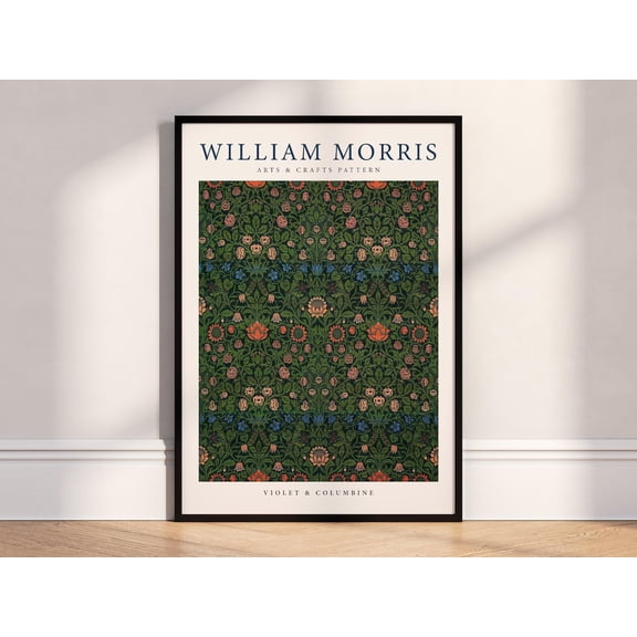 Violet Columbine Pattern William Morris Style Floral, Unframed Poster