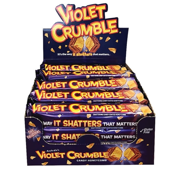 Violet Crumble - Bar Chocolate Orginal Honeycomb Toffee Covered - 1.05 Oz, Case of 20