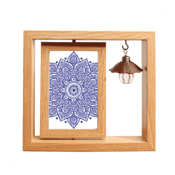 Violet Decorative Classic Floral Pattern Wooden Rotating Picture Photo Frame 4x6