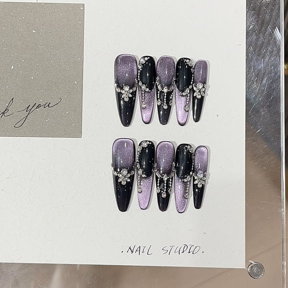 [Violet Dream] Premium Light Luxury Explosive Violet Cat's Eye Zircon Broken Diamond Wearing Armor