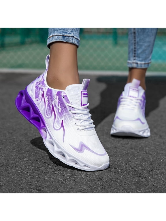 Women Lace Up Athletic Running Sneakers, Lightweight Comfort Blade Sole Sport Shoes for Walking