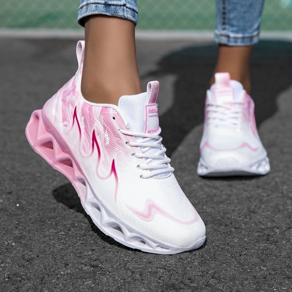 Women Lace Up Athletic Running Sneakers, Lightweight Comfort Blade Sole Sport Shoes for Walking