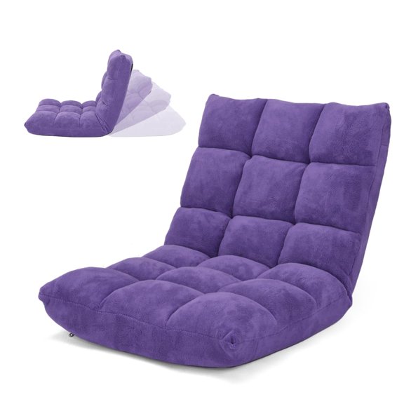Violet Floor Lounge Chair With Adjustable Back, Memory Foam Padding