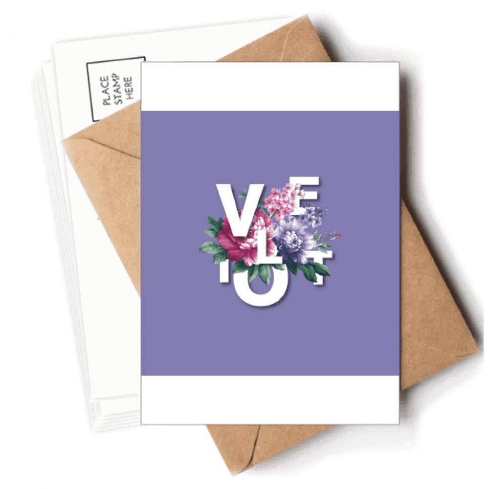 Violet Flowers Bloong Letters Postcards Envelopes Blank Note Cards Mailing