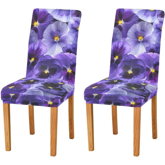 Violet Flowers Stretch Chair Covers Set of 4 Removable Washable Dining Chair Slipcovers for Kitchen Dining Room Hotel Decor