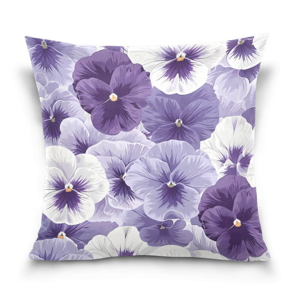 Violet Flowers Throw Pillow Covers Couch Pillowcases Decor for Bed Sofa 18" x 18"