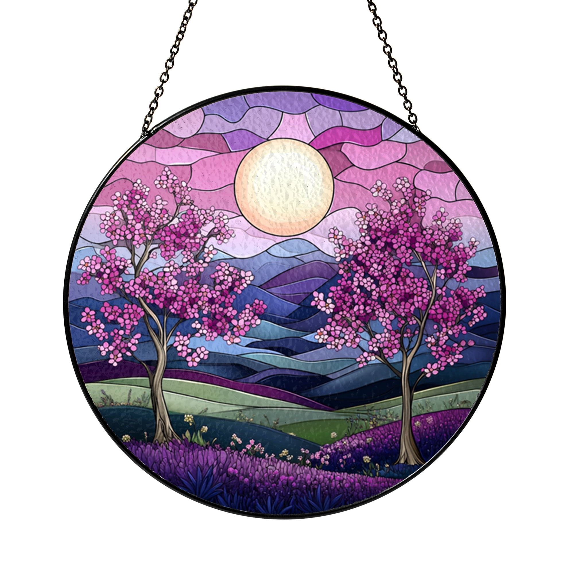 Customized Window Scenery Violet Forest Scene Stained Glass Style Window Decor - Walmart.com