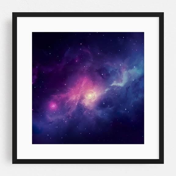 Violet Galaxy - Digital Art Space Cosmic Night Sky Astronomy Stars Black Framed Wall Art Print 20 x 20 inches