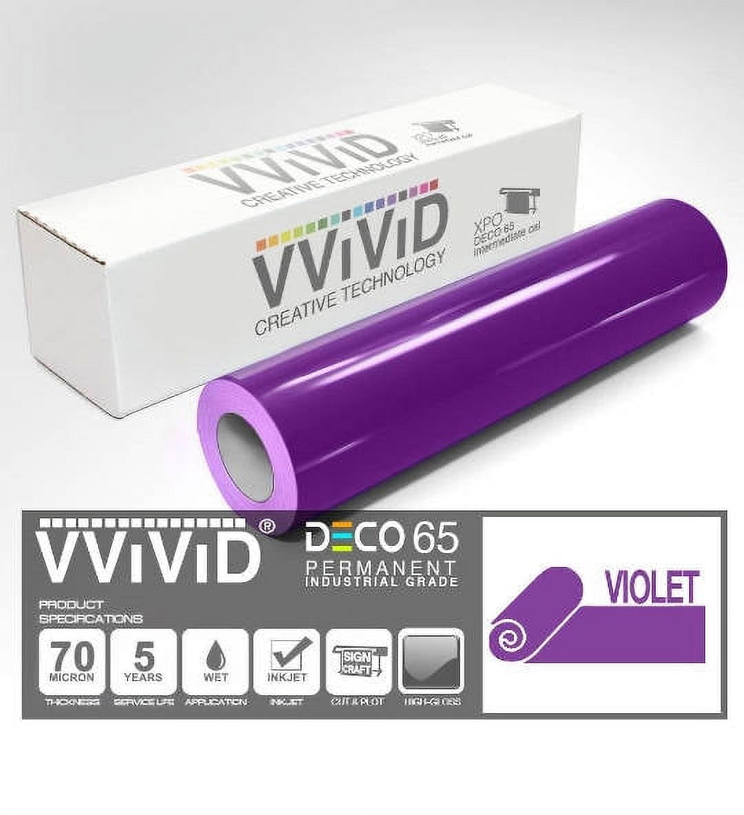  VViViD Chrome Purple Gloss DECO65 Permanent Adhesive Craft Vinyl  Roll for Cricut, Silhouette & Cameo (7ft x 1ft Roll) : Arts, Crafts & Sewing