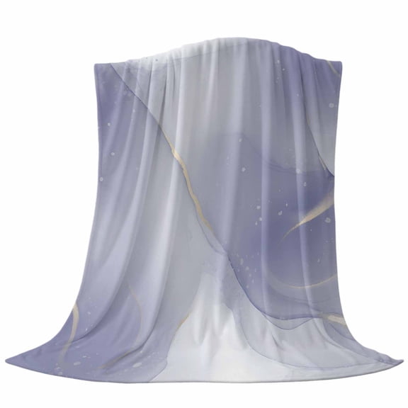 Violet Gradient Throw Flannel Blanket Gold White Ombre Marble Abstract Stone Texture Super Soft Cozy Bed Blanket, Lightweight Plush Fuzzy Bed Throw for Bedroom Sofa Couch Living Room 50x80In,