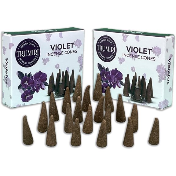 Violet Incense Cones - Total 20 Cone Incense - Dual Pack of 10 Insence Cones - Incense Cones Scented - Cone Incense Scents - Insense Cones - Incent Cone
