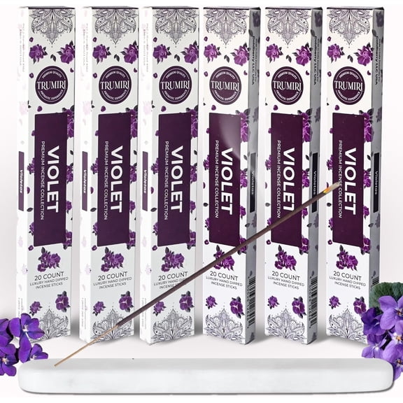Violet Incense Sticks - Total 120 Insence-Sticks - 6 Packs of 20 Insense - Inciensos - Inscents - Natural Non Toxic Ingredients - Incents - Incence - Inscense - Insents