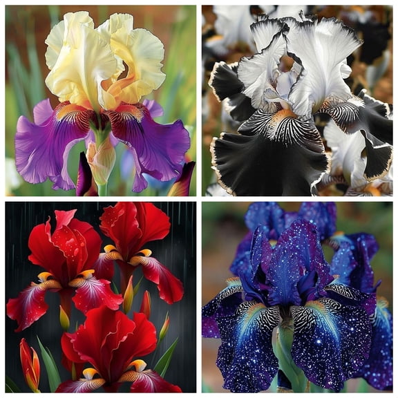 Violet Iris for Planting-(Non-Artificial)-Beginner-friendly to Grow & Fast Shooting, Attractive Mixed Shades Flowers for Courtyard Beautification