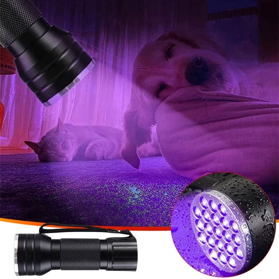 Violet LED Flashlight for Pet Stain Detection, QQZ 21 LED Powerful UV Light Flashlight with Aluminum Alloy Body, Portable Blacklight for Scorpion Spotting ID Verification Resin Curing