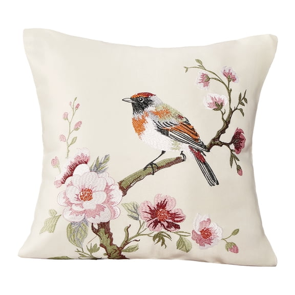 Violet Linen Aviary Geometric Floral Pattern Decorative Accent Throw Pillow