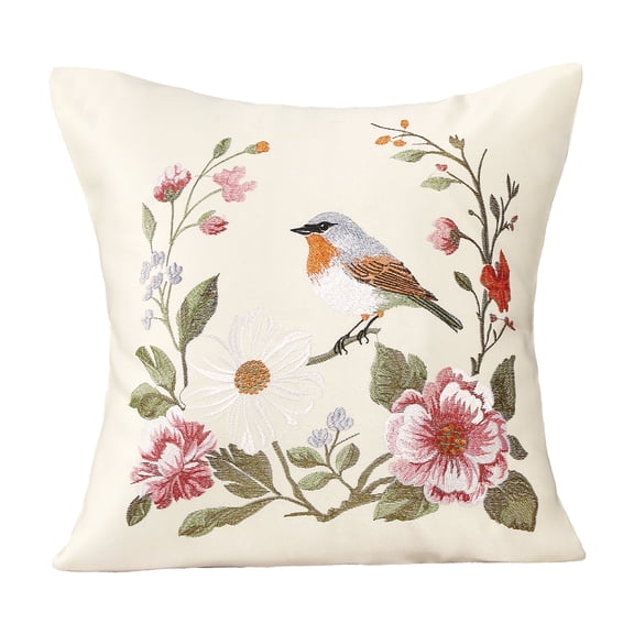 Violet Linen Aviary Geometric Floral Pattern Decorative Accent Throw Pillow