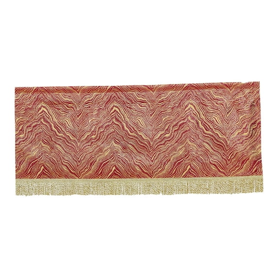 Violet Linen Boutique Zebra Patern, Polyester Jacquard, with Fringes, Cranberry, 60 Inch x 18 Inch, Decorative Window Treatment Rod Pocket Curtain Straight Valance