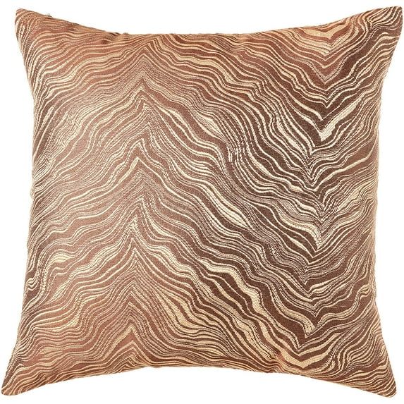 Violet Linen Boutique Zebra Patern, Polyester Jacquard, Reversible, Gold, 18 Inch x 18 Inch, Decorative Throw Pillow Cover