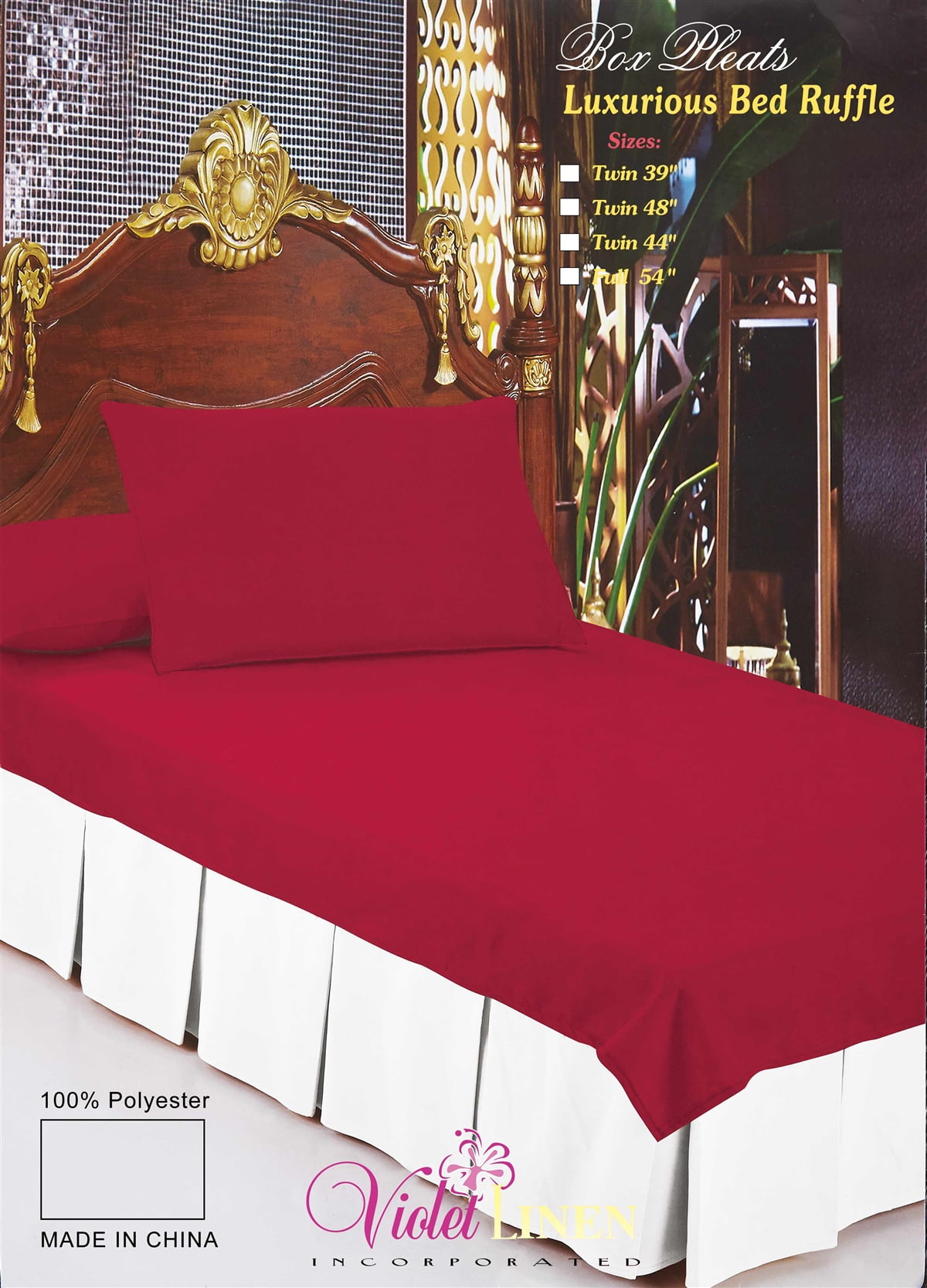 Violet Linen Box Pleated BedSkirt Pattern, Luxury Ultra Soft Polyester Solid Microfiber Luxury Hotel Quality Fabric, White, Full, Luxurious, Bedding Bed Skirt for One Bed