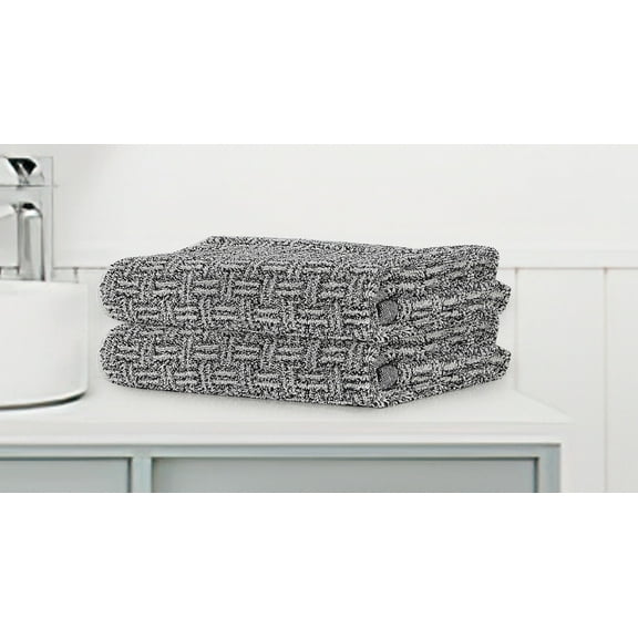 Violet Linen Brickstone Basket Weave Pattern, 100% Terry Plush 600 GSM Cotton Super Soft Highly Absorbent Jacquard Fashion Towel, Premium Hotel & Spa Quality, Grey, 20" X 30", Rectangular, Hand Towels