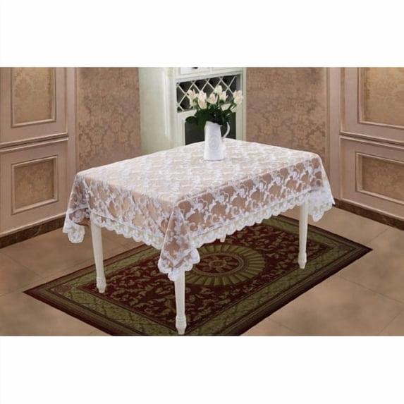 Violet Linen Bridal Royal Lace Embroidered Flower Tablecloth