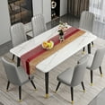 thumbnail image 1 of Violet Linen Chenille Striped Swivel Pattern, Polyester Jacquard, with Tassles, Burgundy, 13 Inch x 70 Inch, Decorative Table Runner, 1 of 1
