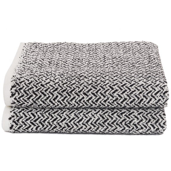 Violet Linen Chevron Abstract Geometric Pattern Bath Towels Set of Two