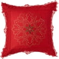 thumbnail image 1 of Violet Linen Christmas Braided Holly Lace Pattern, Polyester Burlap Fabric, Lace Border, Embroidered, , Poinsettia - Stars, 18 Inch x 18 Inch, Decorative Throw Pillow Cover, 1 of 7