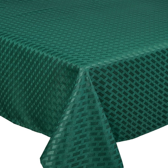 Violet Linen Christmas Novelties Ribbed Striped Pattern, Polyester Jacquard, Green, 52 Inch by 70 Inch, Seats 4 to 6 people, Rectangular Tablecloths