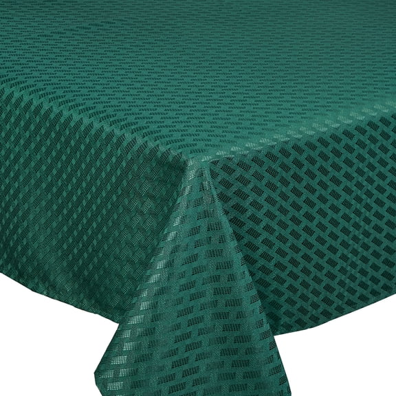 Violet Linen Christmas Novelties Ribbed Striped Pattern, Polyester Jacquard, Green, 60 Inch by 120 Inch, Seats 10 to 12 people, Rectangular Tablecloths
