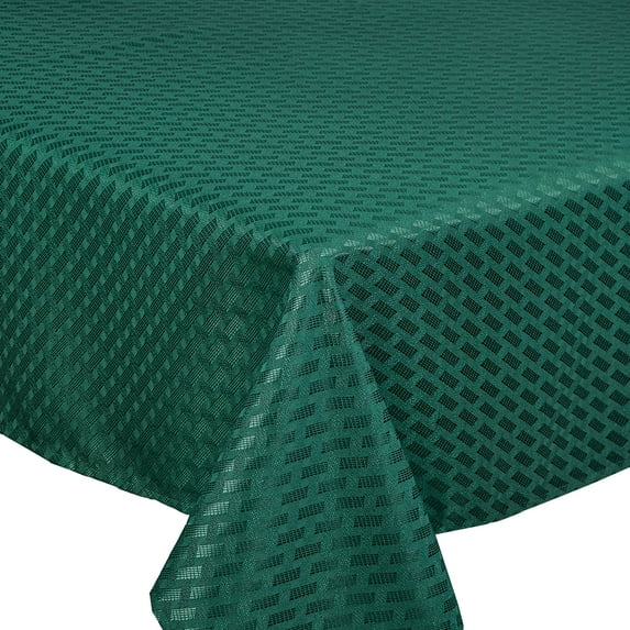 Violet Linen Christmas Novelties Ribbed Striped Pattern, Polyester Jacquard, Green, 60 Inch by 120 Inch, Seats 10 to 12 people, Rectangular Tablecloths