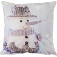 thumbnail image 1 of Violet Linen Christmas Snowed Man, Polyester, Super soft feel faux suede fabric, digital print, Snowman with Grey Hat Design, 18 Inch by 18 Inch, Decorative Throw Pillow Cover, 1 of 5