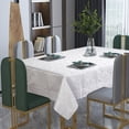 thumbnail image 1 of Violet Linen Classic Abstract Border Pattern, Polyester Woven Jacquard, White , 70 Inch by 120 Inch, Seats 10 to 12 people, Rectangular Tablecloths, 1 of 2