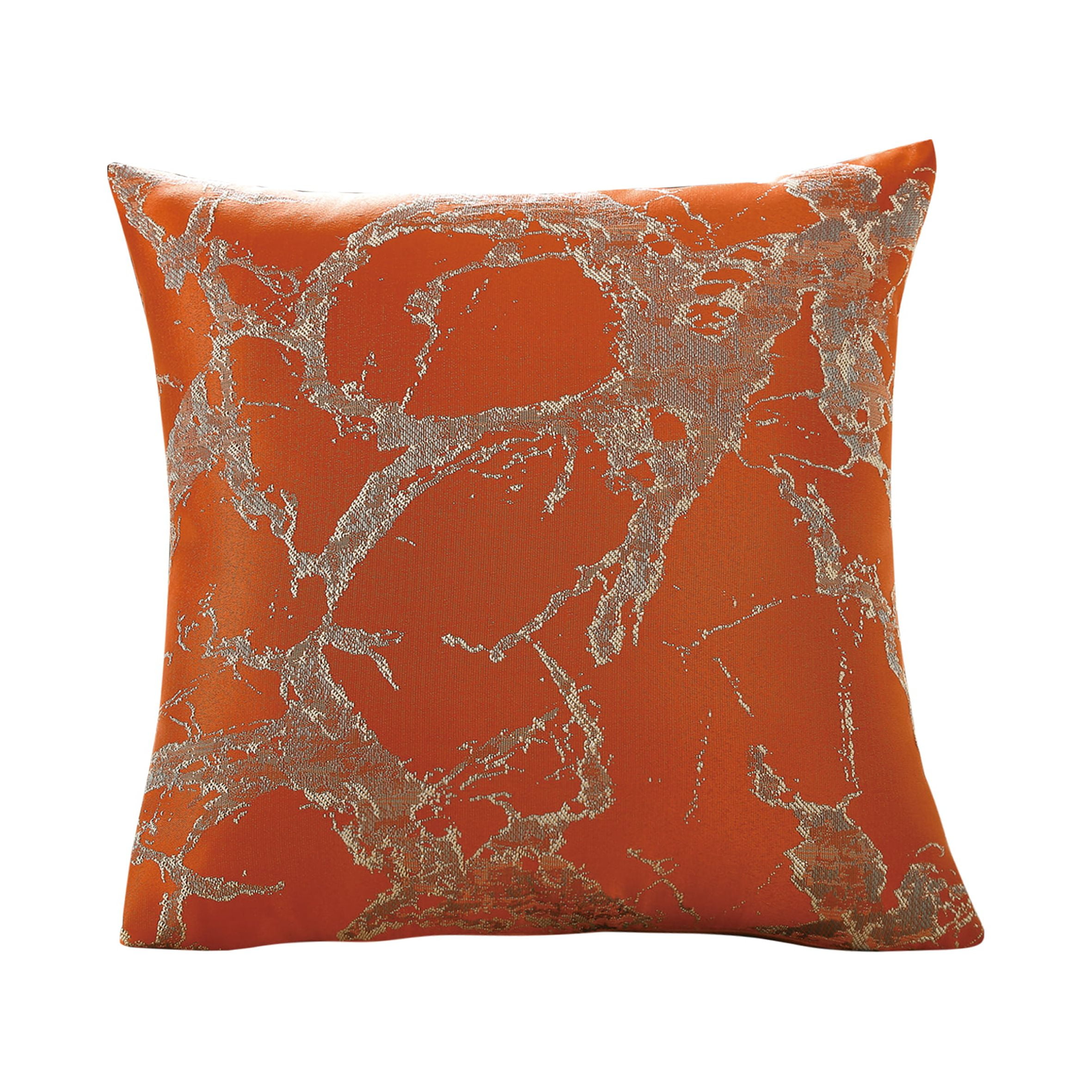 Rust Polyester Jacquard Marble Pattern Square Throw Pillow