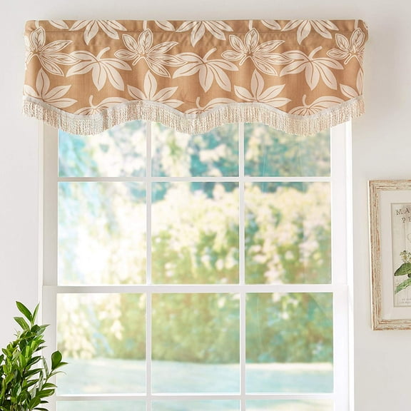Violet Linen Cordova Collection Decorative Vintage Design Window Valance, 60" x 15", Gold
