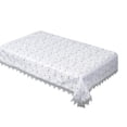 thumbnail image 1 of Violet Linen Dainty Roses Floral Embroidery Mesh Lace, Macrame Lace Border Pattern, Polyester Embroidered, Organza Fabric, White , 52 Inch by 70 Inch, Seats 4 to 6 people, Rectangle Tablecloths, 1 of 1