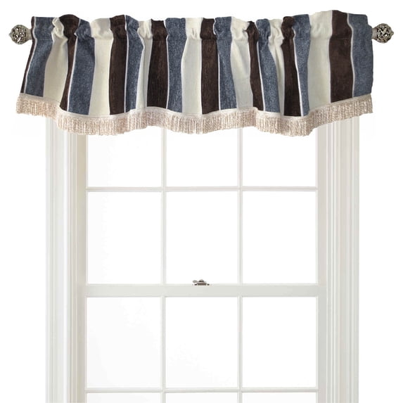 Violet Linen Decorative Deluxe Chenille, Striped Design, 60" x 15" Window Valance - Brown
