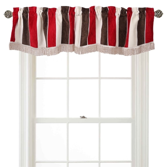 Violet Linen Decorative Deluxe Chenille, Striped Design, 60" x 15" Window Valance - Burgundy