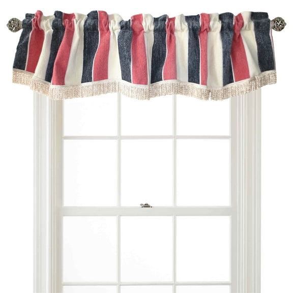 Violet Linen Decorative Deluxe Chenille, Striped Design, 60" x 15" Window Valance - Pink