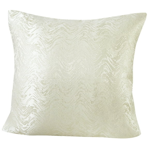 Violet Linen Eden Chevron Pattern, Polyester Fabric, Suede Backing, Glitter Effect Feeling, Reversible, Cream , 18 Inch x 18 Inch, Square, Decorative Accent Throw Pillow Cover